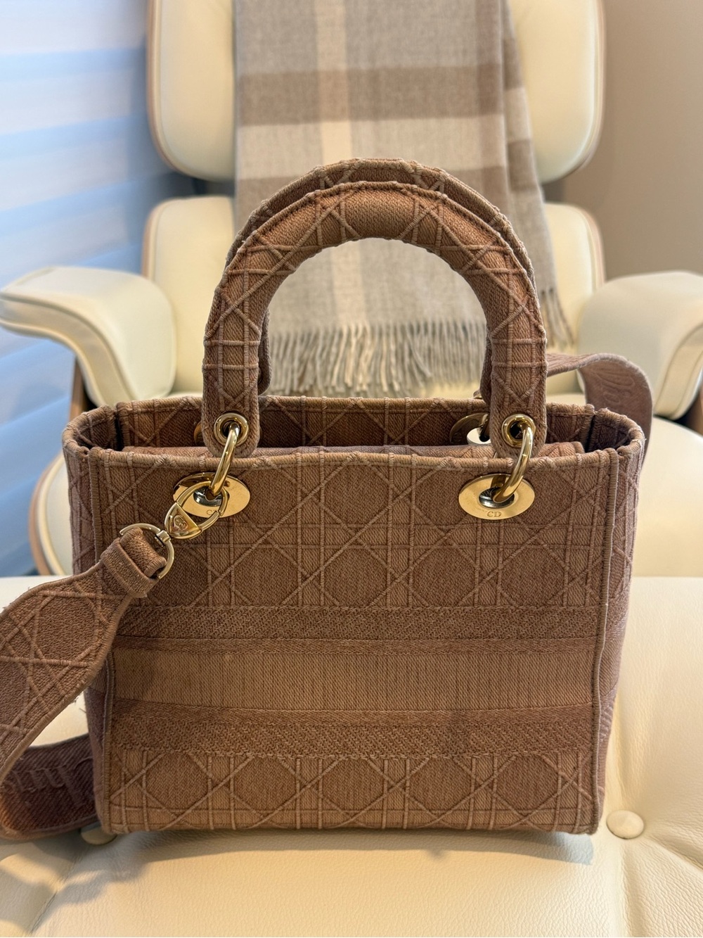 Dior Lady Dior Tote in Dusty Pink with Gold Hardware - Picture 7 of 15